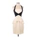 BCBGMAXAZRIA Casual Dress - Mini Plunge Sleeveless: Ivory Solid Dresses - Women's Size 2