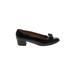 Salvatore Ferragamo Flats: Pumps Chunky Heel Work Black Print Shoes - Women's Size 5 1/2 - Almond Toe