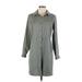 J.Jill Casual Dress - Shirtdress Collared 3/4 sleeves: Gray Print Dresses - Women's Size 12