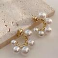Anthropologie Jewelry | Anthro Lake Life Pearl Huggie Hoop Earrings | Color: Gold/White | Size: Os