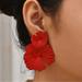 Anthropologie Jewelry | Anthro Hibiscus Blossom Earrings In Cherry Red | Color: Red | Size: Os