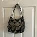 Coach Bags | Euc~Woman’s Black And Gray Shoulder C Logo Zippered Multiple Compartment Handbag | Color: Black/Gray | Size: Os