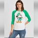 Disney Tops | Disney Womens Mickey Mouse St Patrick Day Leprechaun 3/4 Raglan Sleeve Shirt | Color: Green/White | Size: S