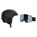 Salomon Pioneer LT Helm Herren Ski Snowboard, Schwarz & S/View Unisex-Brille Ski Snowboarden, Erweitertes Sichtfeld