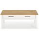 Table basse en pin massif ciré avec rangements coloris naturel/blanc - Longueur 100 x Profondeur 55