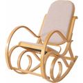 Jamais utilisé] Rocking-chair, fauteuil à bascule M41 imitation chêne, tissu beige - beige