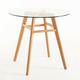 Table ronde 80cm scandinave verre trempé et pieds bois naturel Bristol