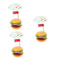 HEMOTON Wooden Toy 3 Sets Burger Toy Food Toys Building Blocks Decorative Stacking Cognition Desktop Game Cognition for Kids Desktop Stacking Toy Kids Supplies Child Wooden Paper Suite