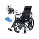 Reclining Wheelchair Commode Folding Toilet Bathroom Shower Chair Removable High Back Full Lying Manual Wheelchair W/Flip-Back Armrest for Adults Handicap Elderly