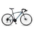 TiLLOw Adult Bicycle, Road Bike 700C Wheels, 21/24/27/30 Speed, Double Disc Brake, Bend Handlebar Bike Dual Disc Brake (Color : BLACK-BLUE, Size : 27-SPEED_30MM)