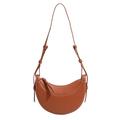 Leather Crescent Bag for Women, Saddle Shoulder Bag, Hobo Sling Crossbody Bag Purse Handbag Casual Dumpling Bag, Camel
