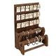 Ikee Design Premium Wood Jewelry Display Stand with 18 Hooks and Removable Holders-Elegant Earring and Bracelet Organizer-2-Tier Bar Design-Compact and Stylish- 10.9"W x 6.8"D x 16.5"H, Brown Color