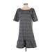 Ann Taylor Casual Dress - Mini Boatneck Short sleeves: Gray Dresses - Women's Size Small