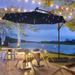 AOOLIMICS Cantilever 10ft Patio Hanging Umbrella LED Market Umbrella