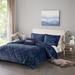 4pc Twin/ Twin XL Luxurious Crushed Velvet Comforter Set Navy