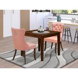 East West Furniture Dining Room Set Includes a Square Solid Wood Table and Parson Chairs, Antique Walnut (Pieces Options)