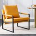 PU Leather Accent Arm Chair Mid Century Upholstered Armchair with Metal Frame Extra-Thick Padded Backrest