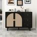 2 Doors Rattan Storage Cabinet with Adjustable Shelves and 3 Drawers