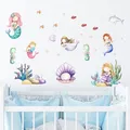 Autocollants muraux de sirène pour chambre de fille stickers muraux mignon monde de la mer