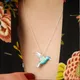 Collier en chaîne colibri en émail bleu pour femmes exquis pendentif d'oiseau en clavicule bijoux