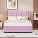 Latitude Run® Queen Size Bed w/ 4 Drawers, Gray Upholstered/Velvet in Pink | 43.5 H x 58.25 W x 79.75 D in | Wayfair