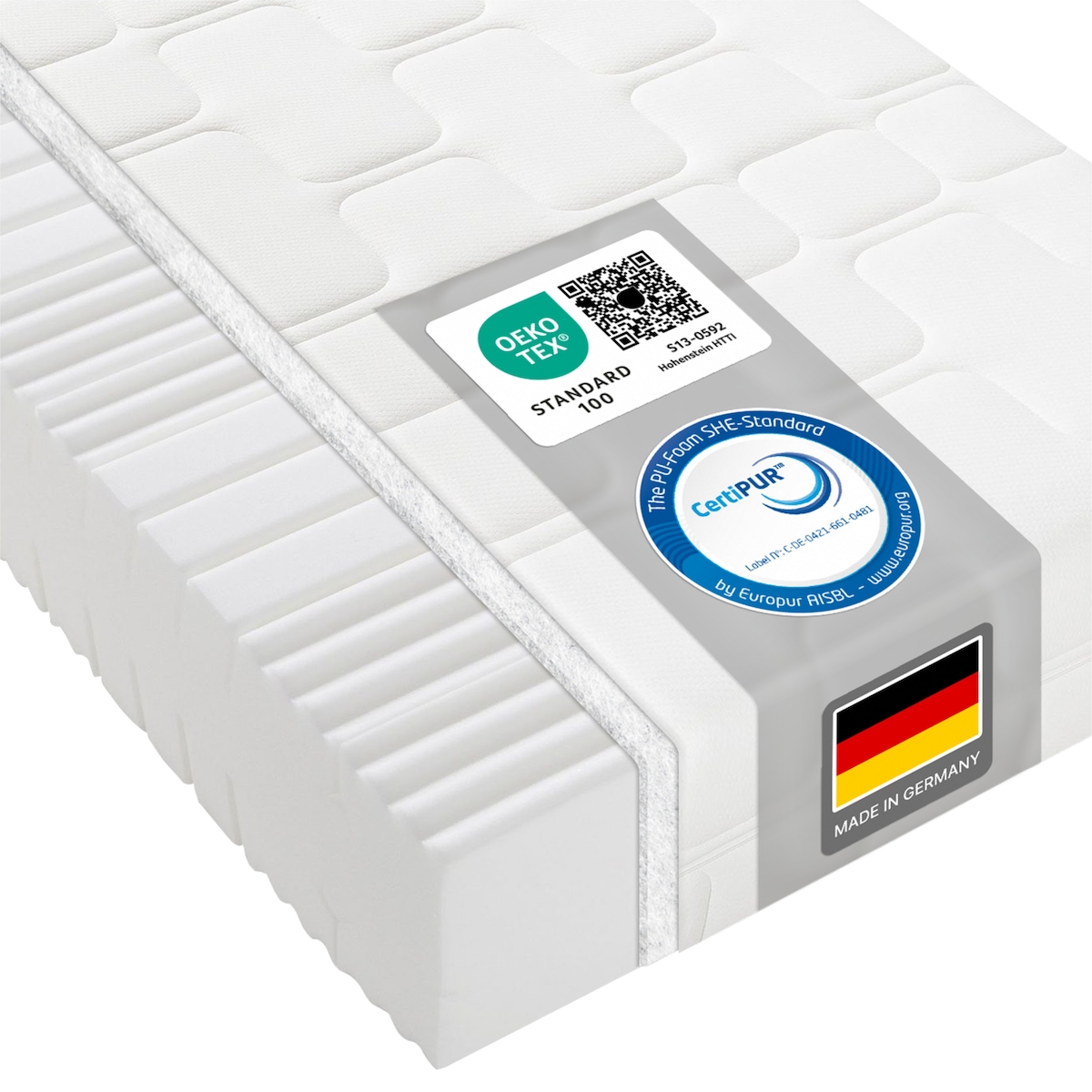 Kaltschaummatratze BeCo Grand Relax, 25 cm Komforthöhe, Made in Germany - Größe: 80 x 200 cm, Härtegrad: H2 (0 kg - 100 kg) Image