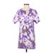 Amazon Essentials Casual Dress - Shift High Neck Short sleeves: Purple Print Dresses - Women's Size Small