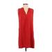 Ann Taylor LOFT Casual Dress - Shift V Neck Sleeveless: Red Print Dresses - Women's Size Small