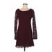 She + Sky Casual Dress - Mini: Burgundy Print Dresses - Women's Size Medium