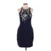 Express Casual Dress - Sheath Crew Neck Sleeveless: Blue Print Dresses - New - Women's Size Large