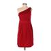 The Limited Cocktail Dress - Party One Shoulder Sleeveless: Red Solid Dresses - Women's Size 2