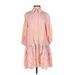 & Other Stories Casual Dress - Mini High Neck 3/4 sleeves: Pink Solid Dresses - Women's Size 0