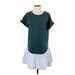 Holding Horses Casual Dress - DropWaist Scoop Neck Short sleeves: Green Solid Dresses - Women's Size Small