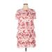 Badgley Mischka Casual Dress - Mini High Neck Short sleeves: Pink Floral Dresses - Women's Size 14