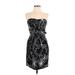 Snap Casual Dress - Sheath Strapless Sleeveless: Black Print Dresses - Women's Size 5
