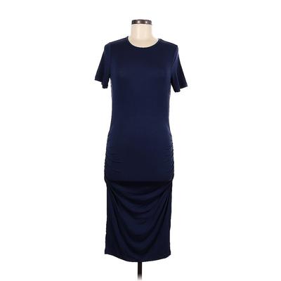 Venus Casual Dress - Midi Crew Neck Short sleeves: Blue Print Dresses - Women's Size Medium