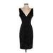 Calvin Klein Cocktail Dress - Sheath V Neck Sleeveless: Black Solid Dresses - Women's Size 4