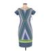 Bisou Bisou Casual Dress - Sheath: Blue Jacquard Dresses - Women's Size 10