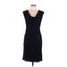 Connected Apparel Cocktail Dress - Sheath Cowl Neck Sleeveless: Blue Print Dresses - Women's Size 8