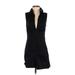 Guess Romper Plunge Sleeveless: Black Solid Rompers - Women's Size X-Small