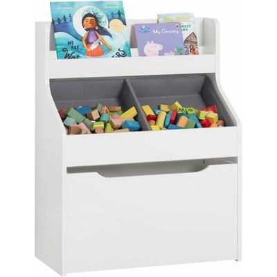 KMB71-W Bücherregal für Kinder Kinderregal mit 2 Stoffboxen Aufbewahrungsregal mit 1