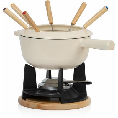 13-teiliges Gusseisen Fondue Set für 6 Personen, 2 l, emailliert, mit Brenner und Gabeln - Mahlzeit