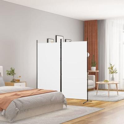 2-tlg. Paravent Raumteiler Trennwand Wand Sichtschutz Wandschirm Weiß 175x180 cm Stoff XDFNX680021 Image