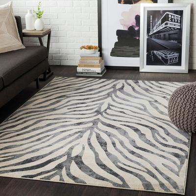 Surya - Teppich Kurzflor Wohnzimmer Boho Zebra Design Grau und Beige 160 x 220 cm