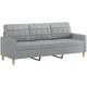 3-Sitzer-Sofa,Sofas gerade Hellgrau 180 cm Stoff vidaXL