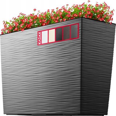 Blumenkasten aus Kunststoff, Pflanzkasten, Rechteckig, Grafit - Kadax Image
