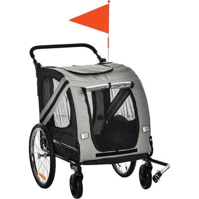 Pawhut - 2-in-1 Hundeanhänger & Hundebuggy, Hundefahrradanhänger Fahrradanhänger, Hundewagen mit