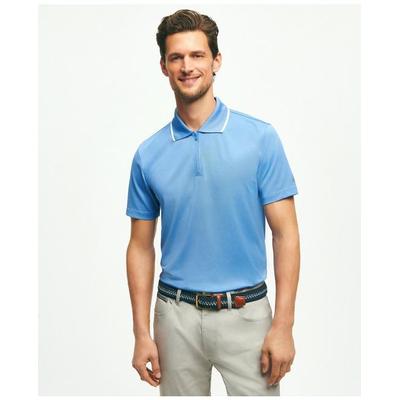 Brooks Brothers Men's Performance Series Half-Zip Pique Polo Shirt | Bright Blue | Size Large