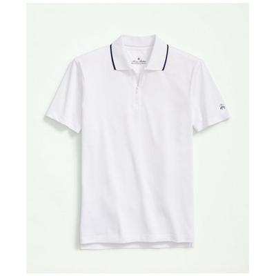 Brooks Brothers Men's Performance Series Half-Zip Pique Polo Shirt | White | Size Large