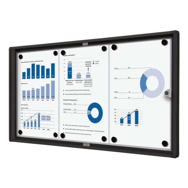 Showdown Displays Abschließbarer Schaukasten »Economy« 3x A4 schwarz, 71.1x35x2.6 cm